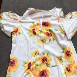 Cold shoulder sunflower dress